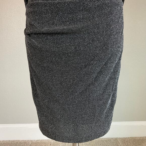 Avery G Metallic Knit Draped Back Midi Sheath Cocktail Dress Black Size 8 - Picture 9 of 13